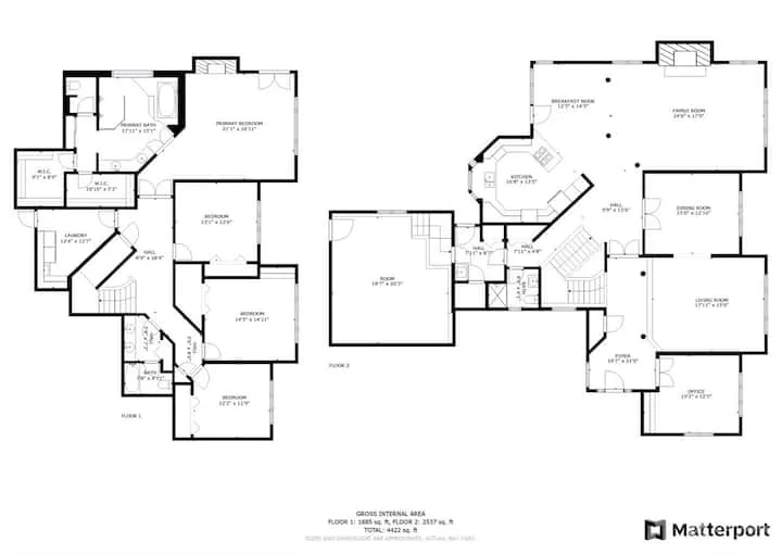 Blueprints for upper and lower floors